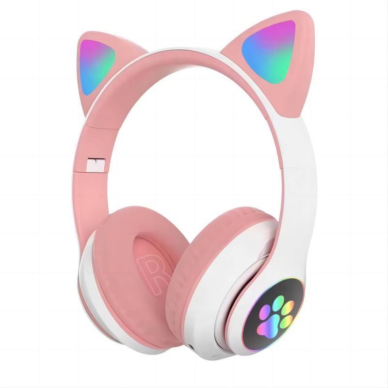 Cat-themed, cat-ear-shaped, light-up Bluetooth headphones